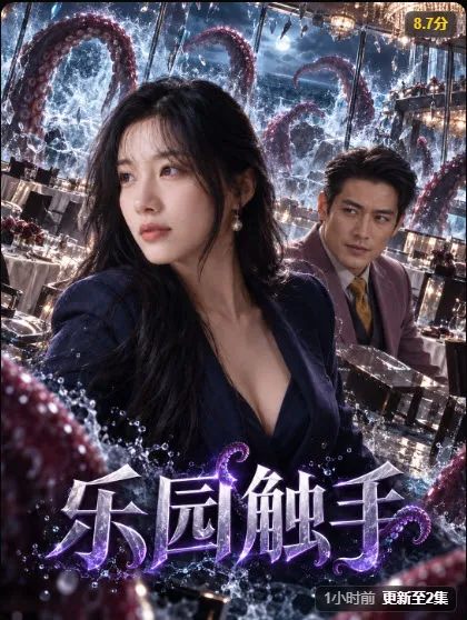 《乐园触手》短剧海报，奇幻冒险题材，2026年6月25日上映